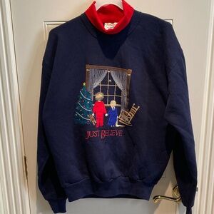 Festive Navy Blue 'Just Believe' Sweatshirt